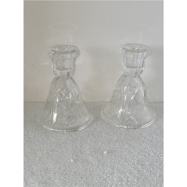 BELL BASED CRYSTAL CANDLESTICK HOLDERS