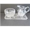 Image 1 : CRYSTAL SUGAR & CREAMER SET WITH UNDERPLATE