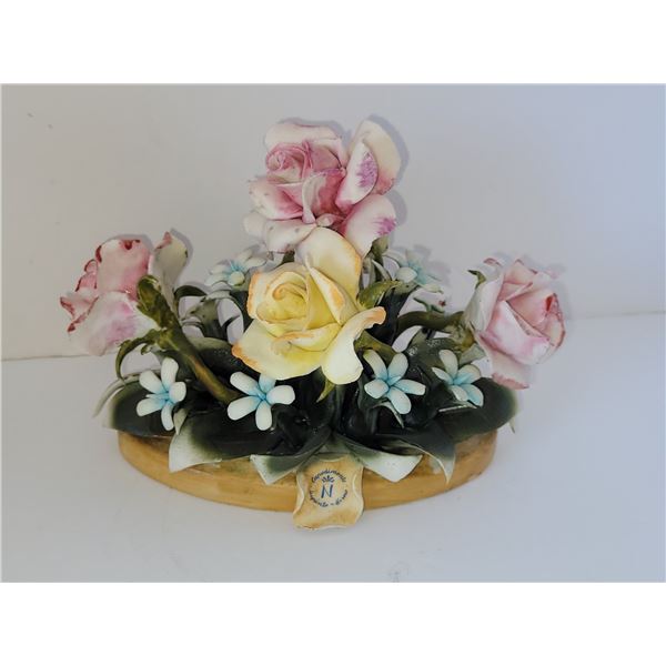 CAPODIMONTE 5 ROSE TABLE DECOR 7" X 5"
