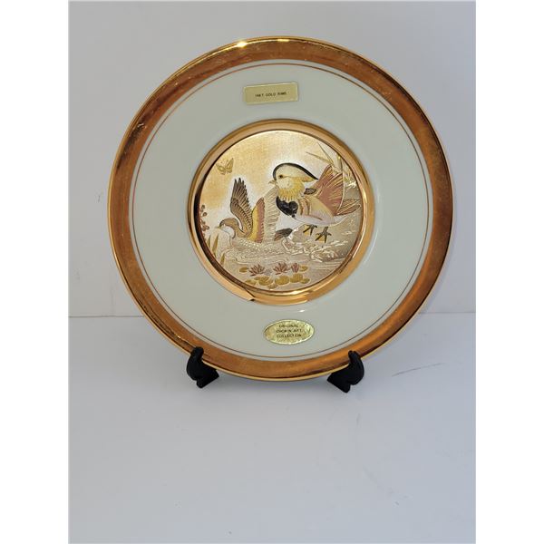 CHOKIN 24K GOLD EDGE FROLICKING FOWL PLATE 6"