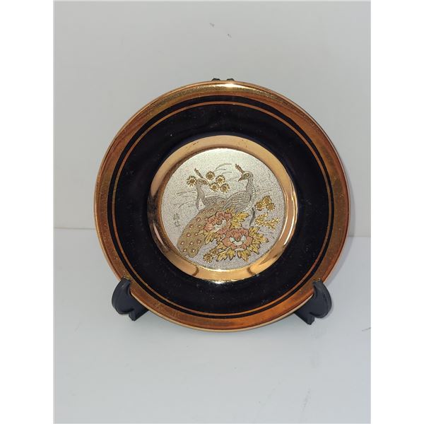 CHOKIN 24K GOLD EDGE PEACOCKS PLATE 6"