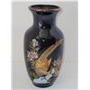 Image 1 : BLACK AND GOLD CHINESE PEACOCK VASE 2.75" X 6"