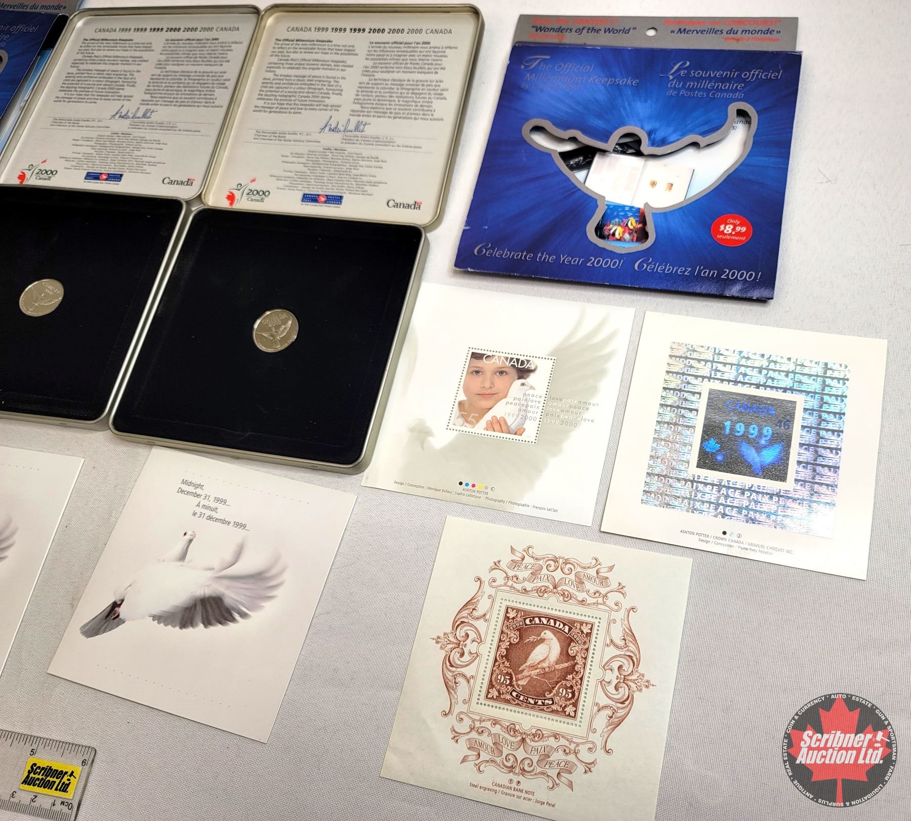 The Official Millennium Keepsake by Canada Post (Coin & Stamps) 2 Tins (SEE PICS!) Scribner The Official Millennium Keepsake by Canada Post (Coin & Stamps) 2 Tins (SEE PICS!) Scribner