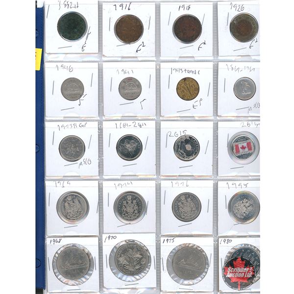Canadian Coin Collection Sheets Canada Coins (Sheet of 20) (See Pics for Varieties, Denominations ...