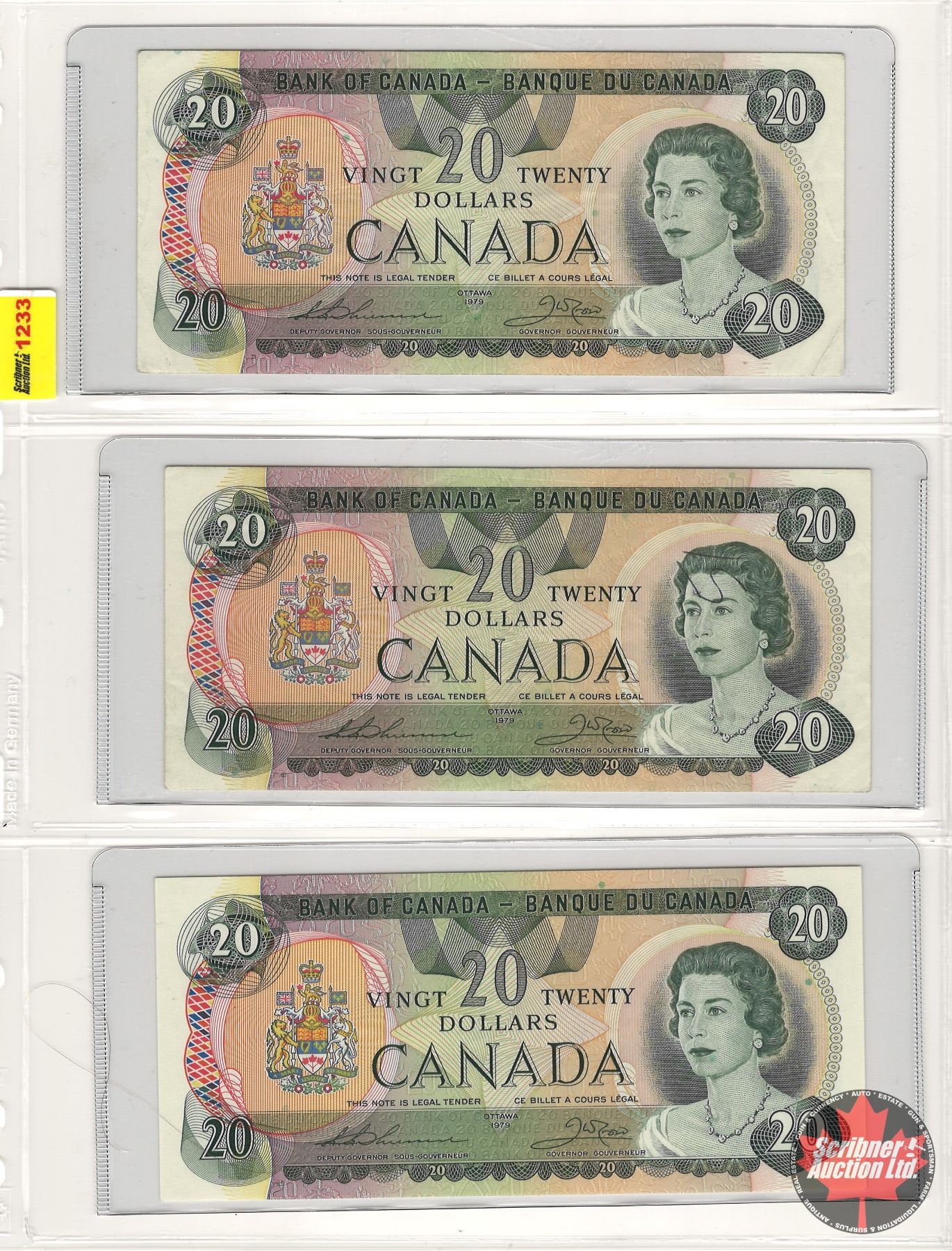 Canada $20 Bills 1979 (3): Thiessen/Crow (See Pics for Varieties ...