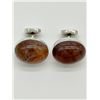 Image 1 : UNIQUE SIGNED VINTAGE STERLING GEMSTONE CUFFLINKS