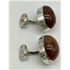 Image 2 : UNIQUE SIGNED VINTAGE STERLING GEMSTONE CUFFLINKS