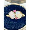 Image 1 : ESTATE 10KT GOLD OPAL AND RUBY AND SPINEL RING