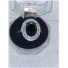 Image 1 : LADY DIANNA STYLE GREEN STONE CENTER 925 RING