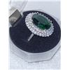 Image 2 : LADY DIANNA STYLE GREEN STONE CENTER 925 RING