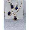 Image 2 : LADY DIANNA STYLE BLUE STONE EARRINGS NECKLACE AND RING