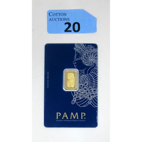 2.5 Gram .9999 Fine Gold PAMP Suisse Certified Bar 