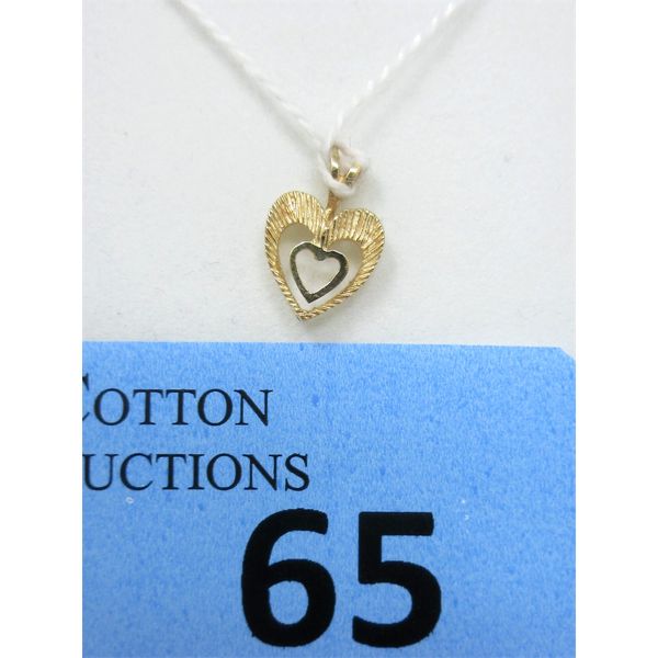 14 KT Yellow Gold Open Heart Pendant