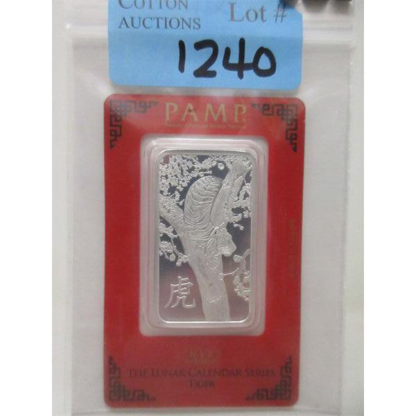 1 Oz .999 Silver 2022 PAMP Suisse Year of the Tiger Bar