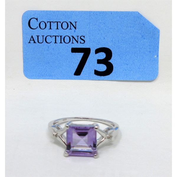 2.05 CT Amethyst & Diamond Sterling Silver Ring 