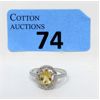 Image 1 : Sterling Silver Citrine & Diamond Cocktail Ring