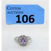 Image 1 : Amethyst & Diamond Sterling Silver Cocktail Ring 