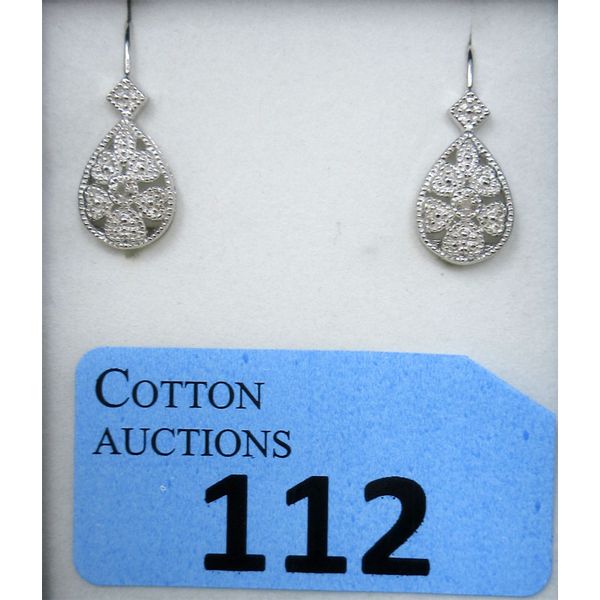 New .925 Sterling Silver Diamond Filagree Earrings