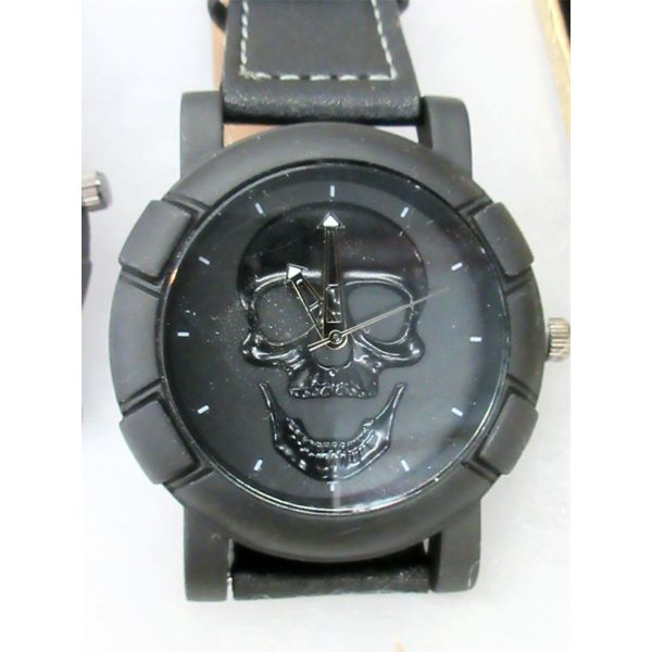 2 New Black Watches with Skull on Dials