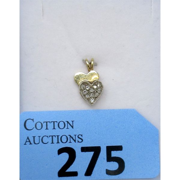 10 KT Gold and Diamond Double Heart Pendant