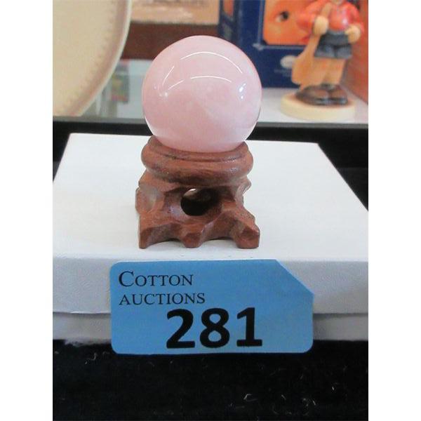 190 Carat Rose Quartz Orb on Stand - 30 mm diameter