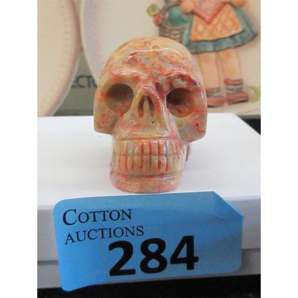 494 Carat Crazy Lace Agate Skull - Hand Carved