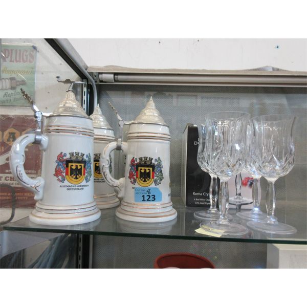 8 Royal Doulton Crystal Wine Glasses & More