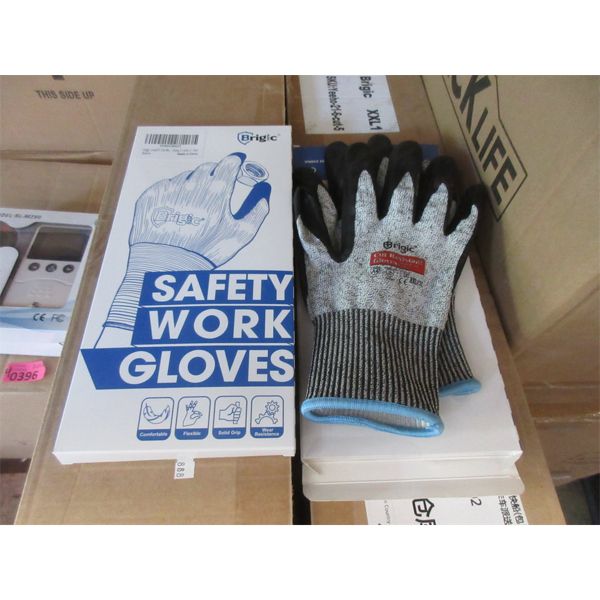 8 New Pairs of XXL Brigic Work Gloves- Rubber Palm