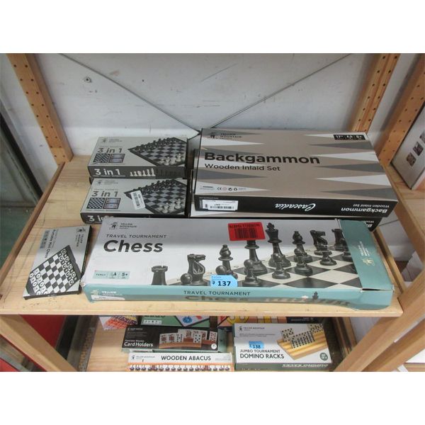 7 Piece Lot  of Chess & Backgammon Games