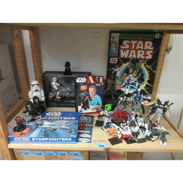 Shelf Lot of Star Wars & Gundam Goods