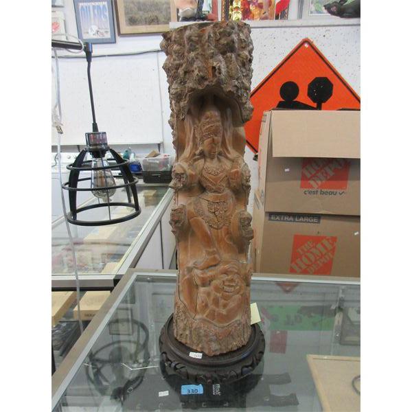 Carved Solid Wood Asian Goddess Statue