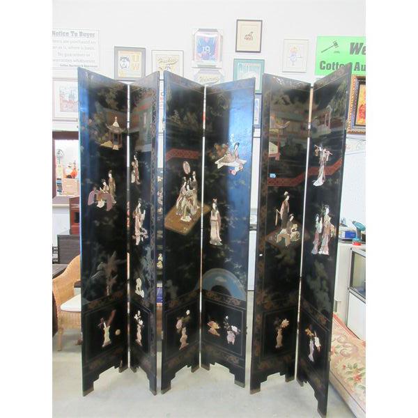 8' Tall Six Panel Asian Folding Screen