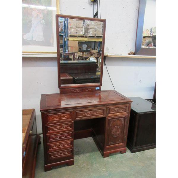 Mirror Backed Rosewood Vanity Table - Asian Design