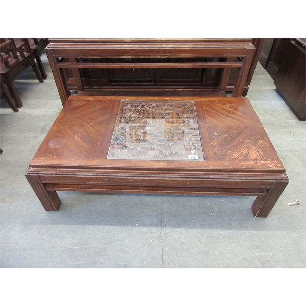 Rosewood Coffee Table with 3D Carved Insert