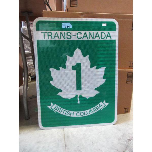 Reflective Trans-Canada 1 BC Metal Road Sign