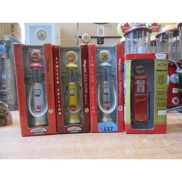 4 Die Cast Gas Pump Models in Original Boxes