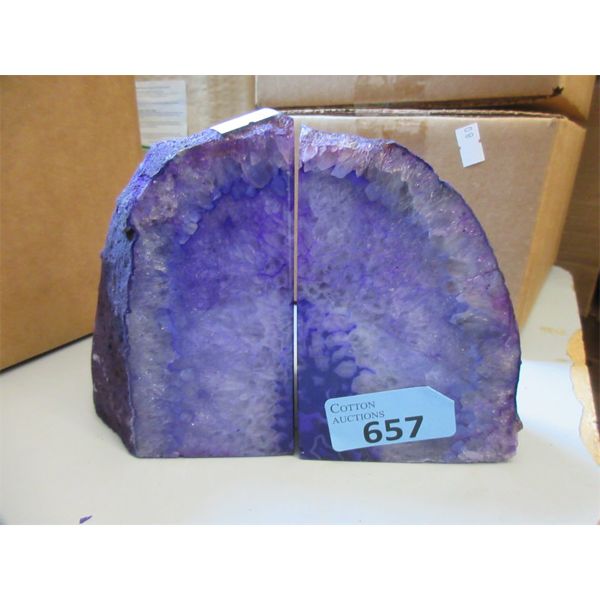 Brazilian Crystal Agate Bookend Set - Purple