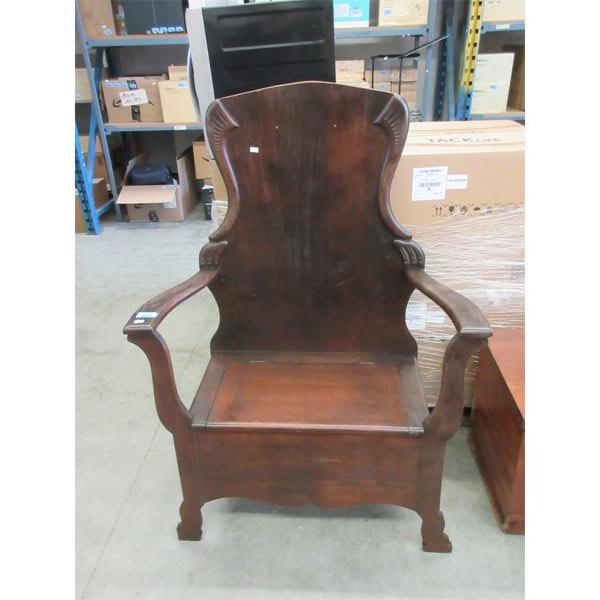 Vintage Solid Wood Hall Chair with Storage Seat