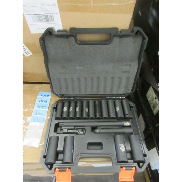 New 1/2" Deep Drive Impact Socket Set with Extension Bar