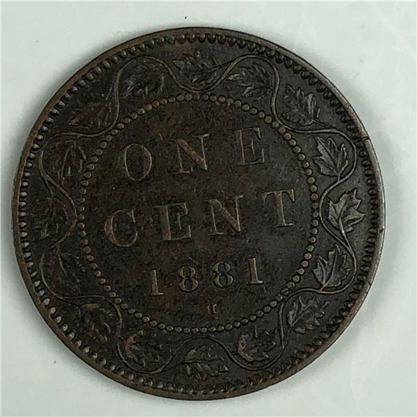 Canadian Large Cent 1881 Double Die #1 EF+