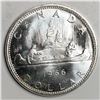 Image 1 : 1966 Queen Elizabeth II Canadian Silver Dollar UNC Blast White