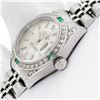 Image 6 : Rolex Ladies Quickset Silver Index Diamond Lugs & Emerald Datejust Wristwatch