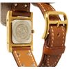 Image 7 : Hermes Brown Metal and Leather Medor Plated 23 Quartz Watch
