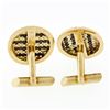 Image 5 : Vintage Men's Solid 18k Yellow & White Gold Round Basket Weave Cufflinks Links