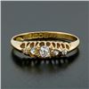 Image 2 : Antique Victorian 18K Gold 0.32 ctw Cushion Old Mine & Rose Cut Diamond Band Rin