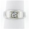 Image 1 : Vintage Men's 14k White Gold 0.38 ctw VVS2 G Round Bead Set Diamond Solitaire Ri