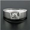 Image 2 : Vintage Men's 14k White Gold 0.38 ctw VVS2 G Round Bead Set Diamond Solitaire Ri