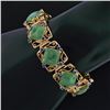 Image 1 : Vintage 14k Yellow Gold Cushion Cabochon Jade & 2.20 ctw Sapphire Chain Bracelet