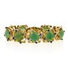 Image 2 : Vintage 14k Yellow Gold Cushion Cabochon Jade & 2.20 ctw Sapphire Chain Bracelet