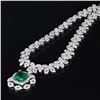Image 1 : 2.94 ctw Emerald and 7.61 ctw Diamond 18K White Gold Necklace